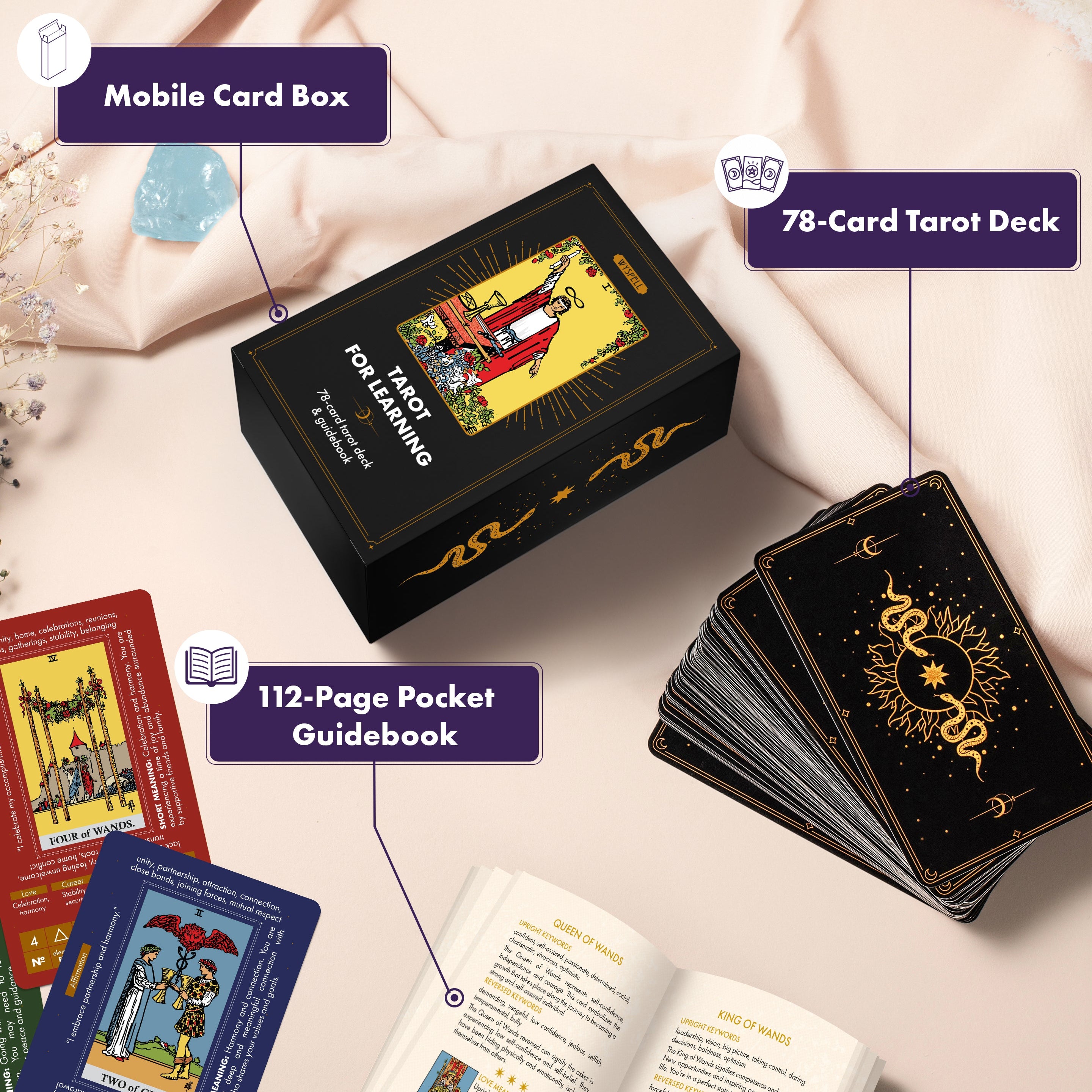 Learning Tarot Deck (112-Page Guide)