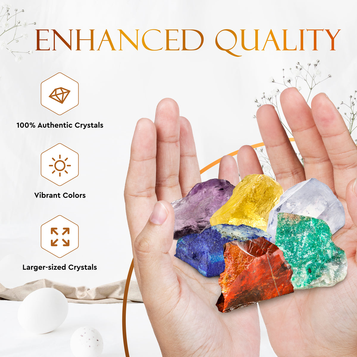 Wyspell Aries zodiac crystal set — crystals in hand for size and colour comparison